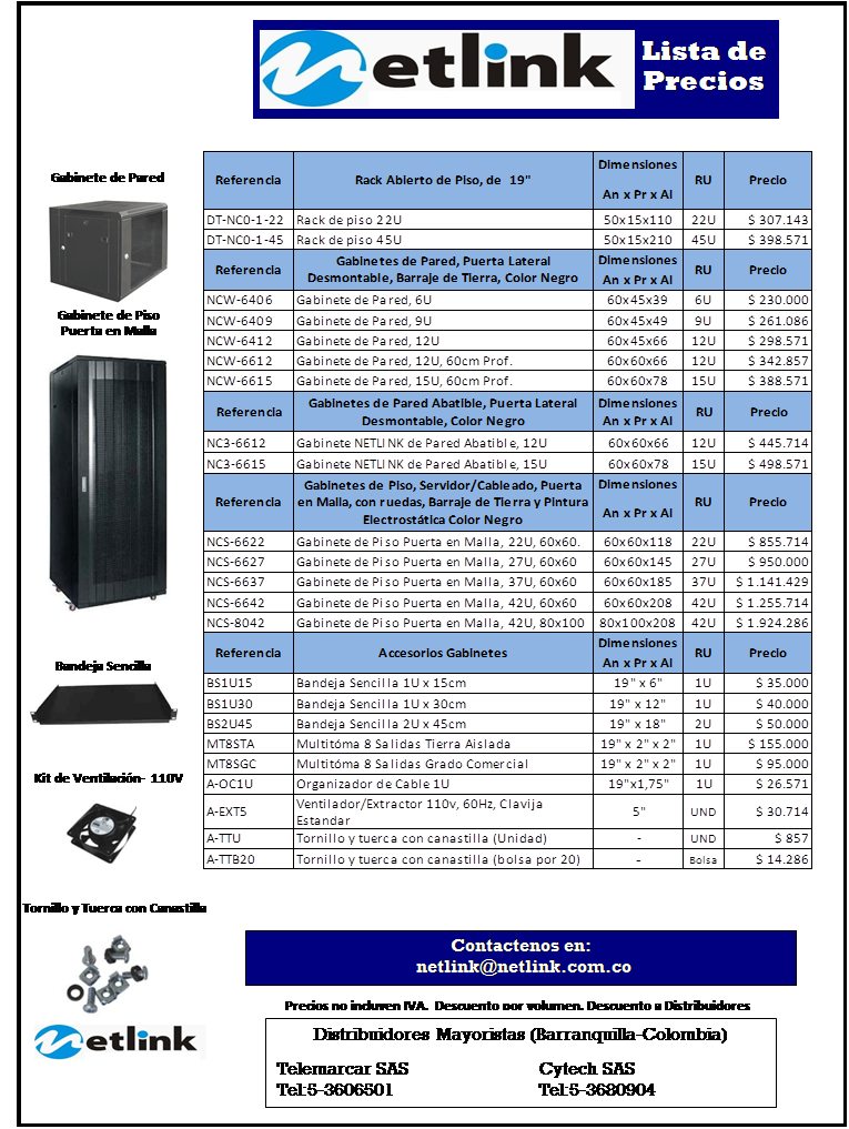 netlink,Gabinete de Pared Netlink,Gabinete de Piso Puerta en Malla NCS-3,netlink